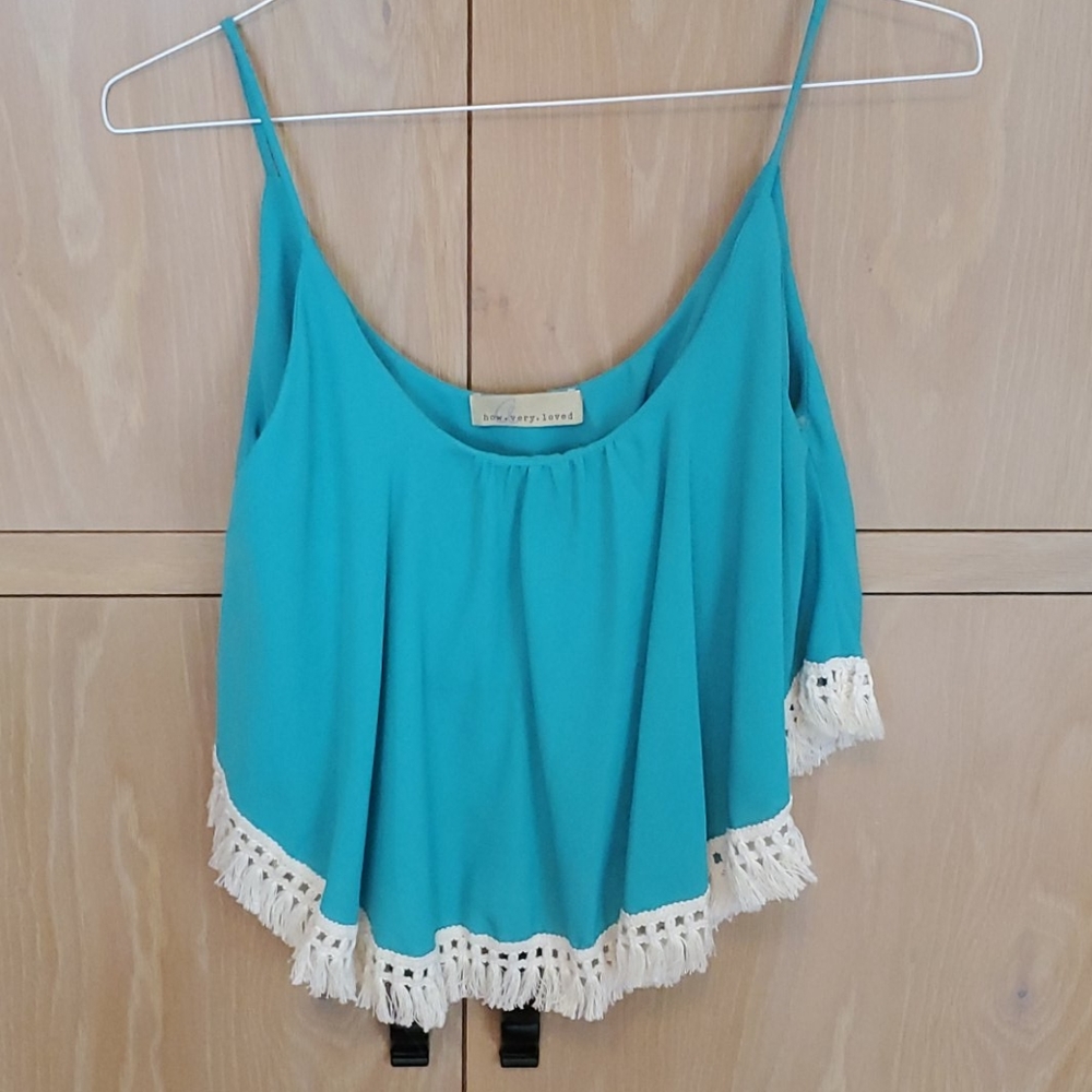 how very loved Turquoise tank crop top Size S